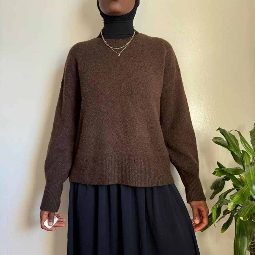H&M Chocolate Brown Oversized Knit Sweater‎ - Size M